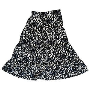 Versona Tiered Lightweight Long Skirt Animal Print Large